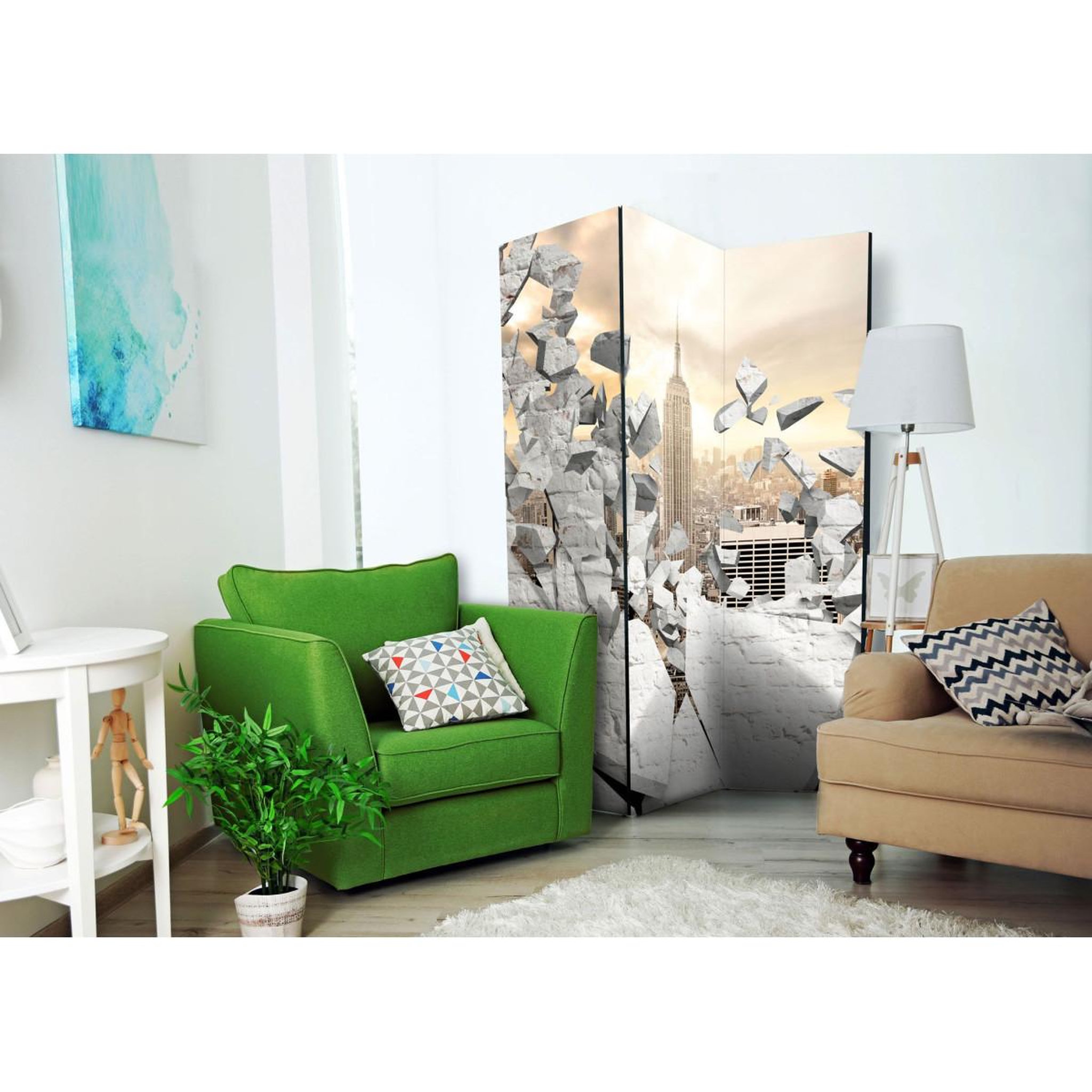 Voir la diapositive 2 : Paris Prix Paravent 3 volets  city behind the wall  135x172cm