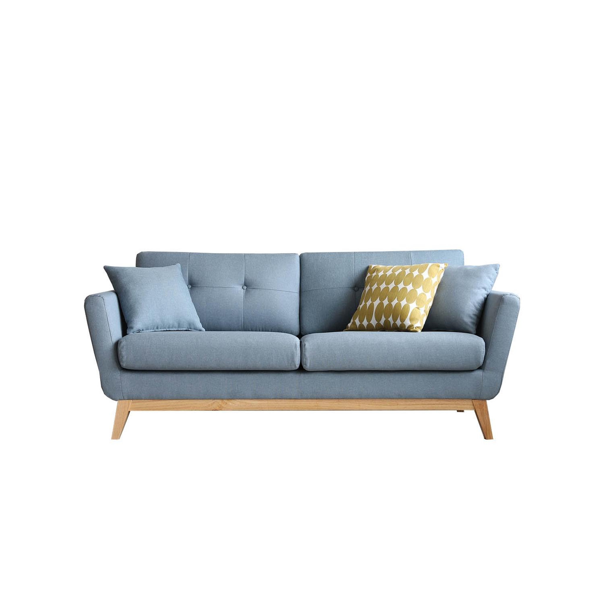 Voir la diapositive 5 : CONCEPT USINE Canapé 3 places scandinave en tissu bleu pastel hoga