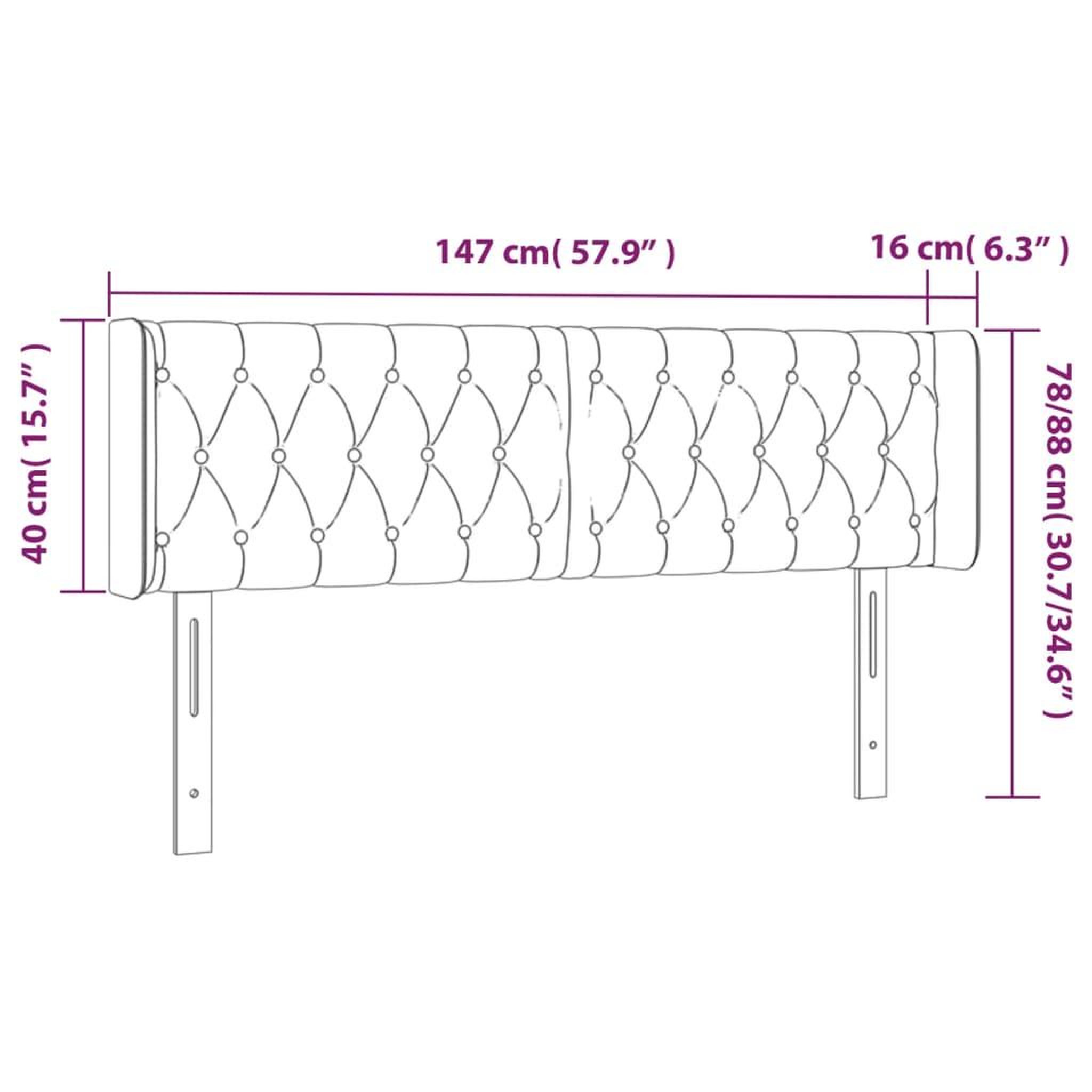 Voir la diapositive 6 : VIDAXL Tete de lit avec oreilles Taupe 147x16x78/88 cm Tissu