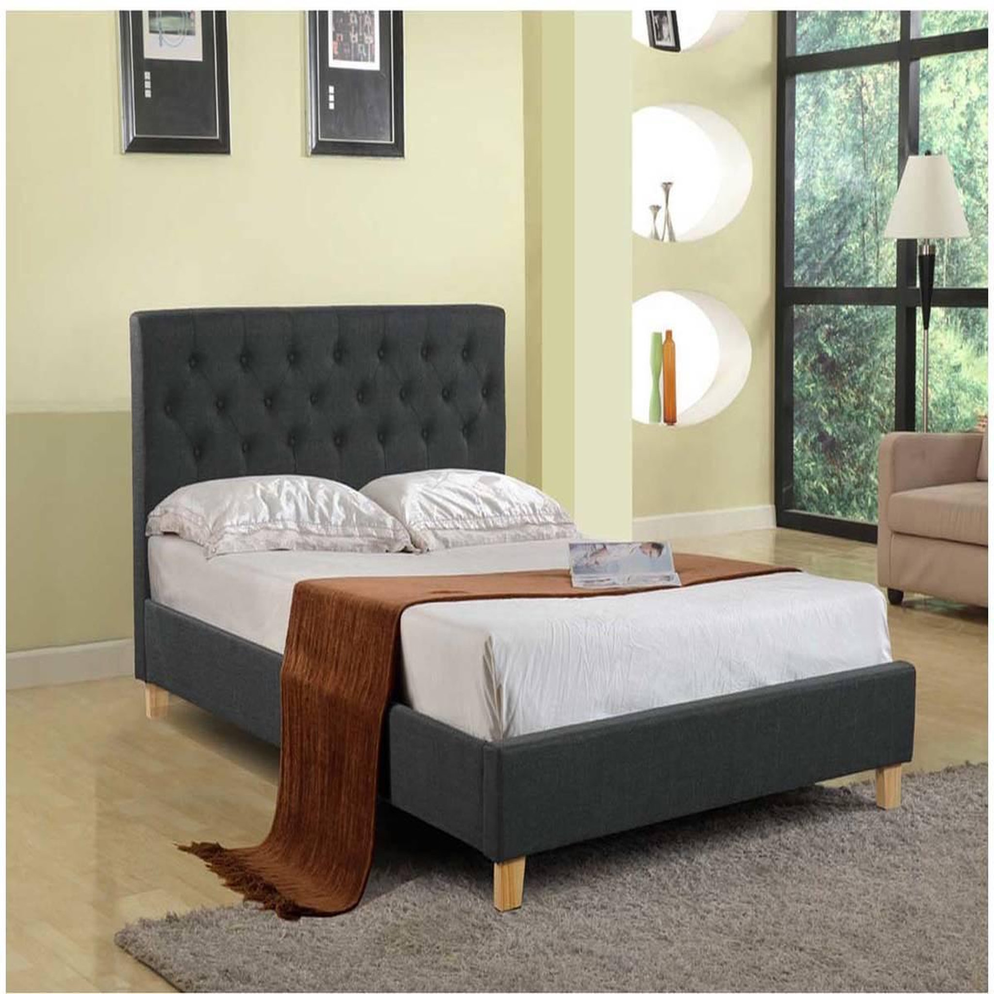 Voir la diapositive 2 : Habitat et Jardin Lit double  emmy  - 140 x 190 cm - gris