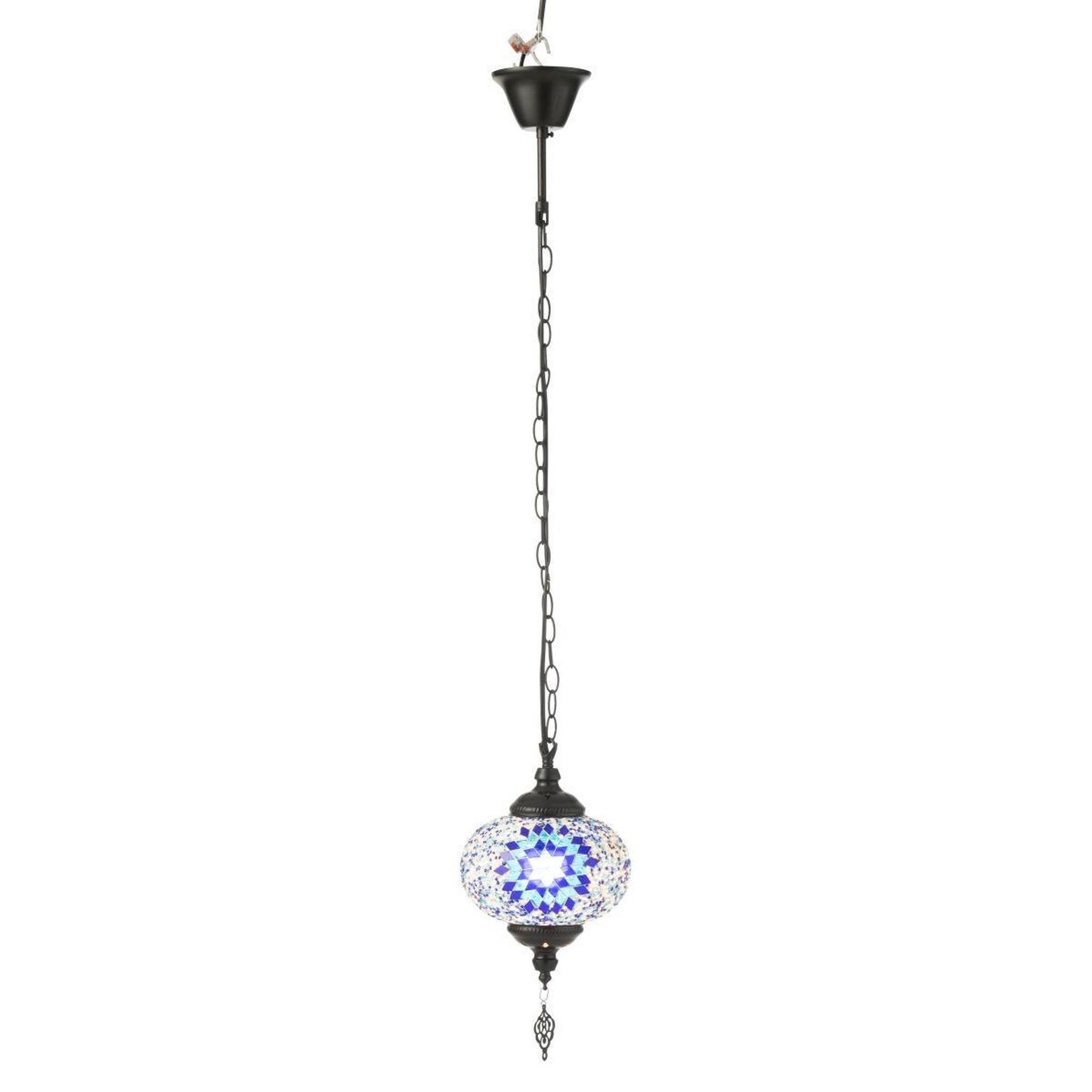 Voir la diapositive 3 : J-LINE Lampe Suspension Mosaïque  Neal  18cm Bleu