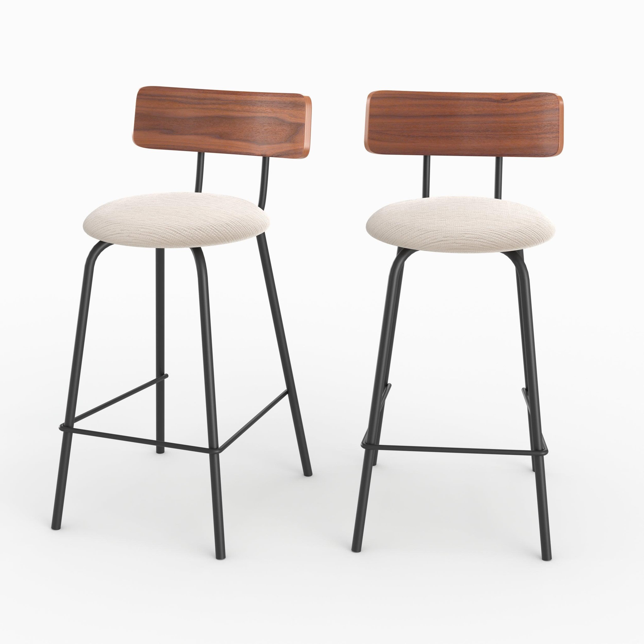 MAISON PAVANE Lot de 2 chaises pour îlot central 64 cm en tissu beige-alize