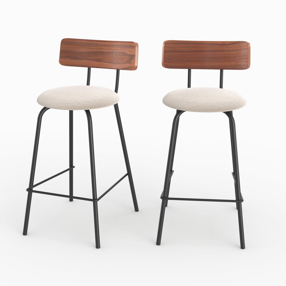 Rendez vous déco Lot de 2 chaises pour îlot central 64 cm en tissu beige-Alize