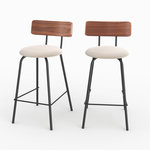 Rendez vous déco Lot de 2 chaises pour îlot central 64 cm en tissu beige-Alize