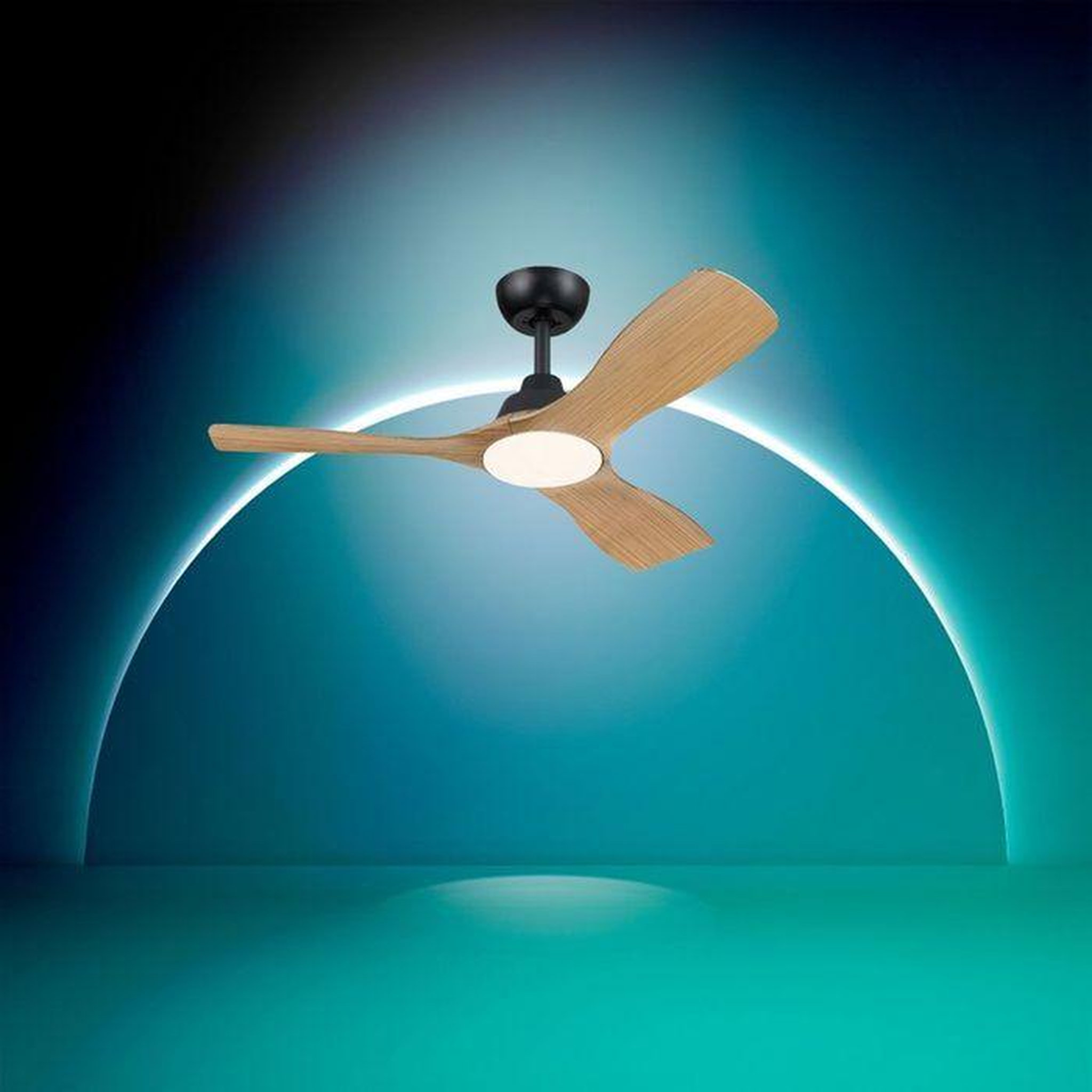 Voir la diapositive 2 : Philips Ventilateur de plafond - Philips - Olas - Pales fixes - Diametre 106 cm - Noir/Bois - LED intégrée + télécommande