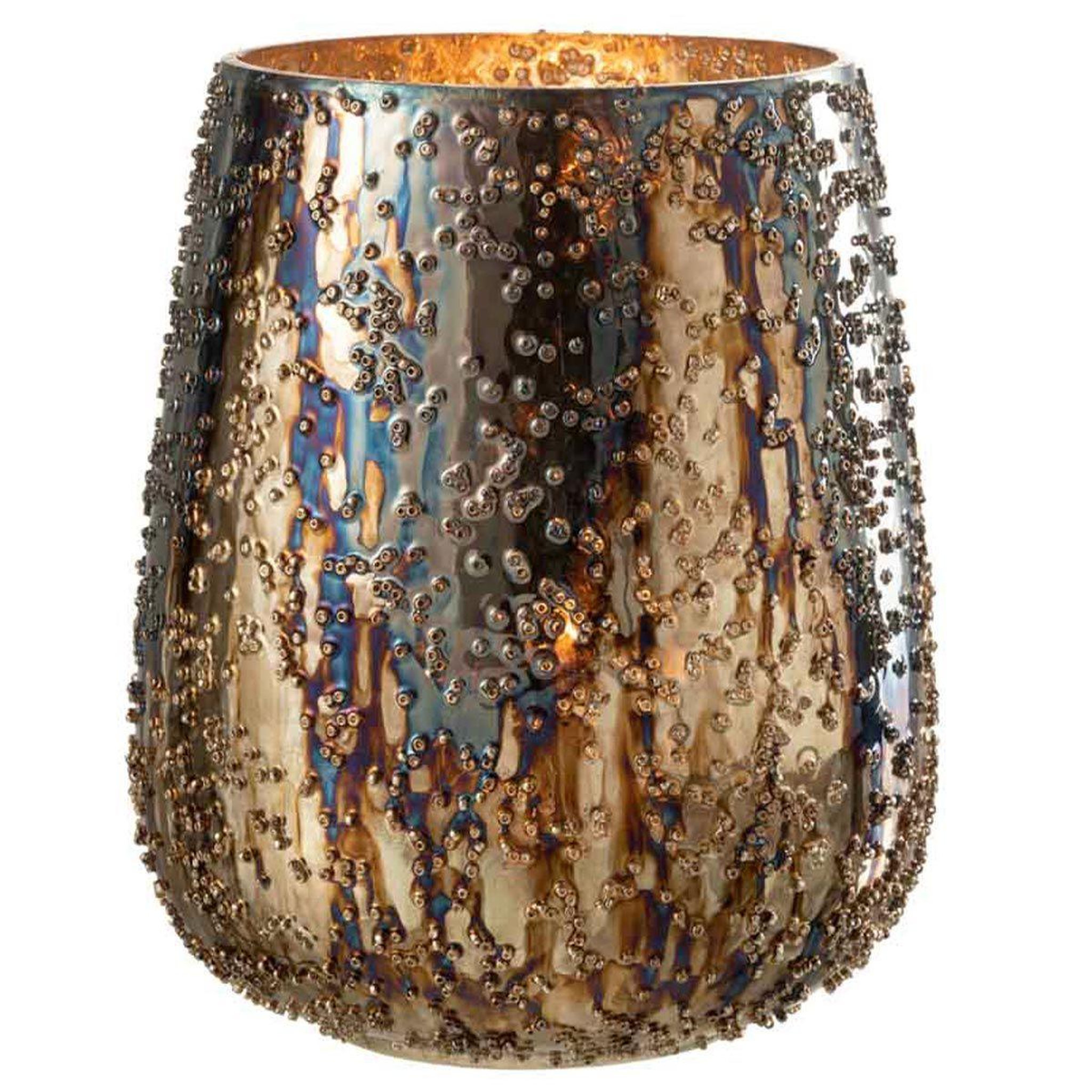 Voir la diapositive 2 : J-LINE Photophore Design en Verre  Lise  21cm Marron