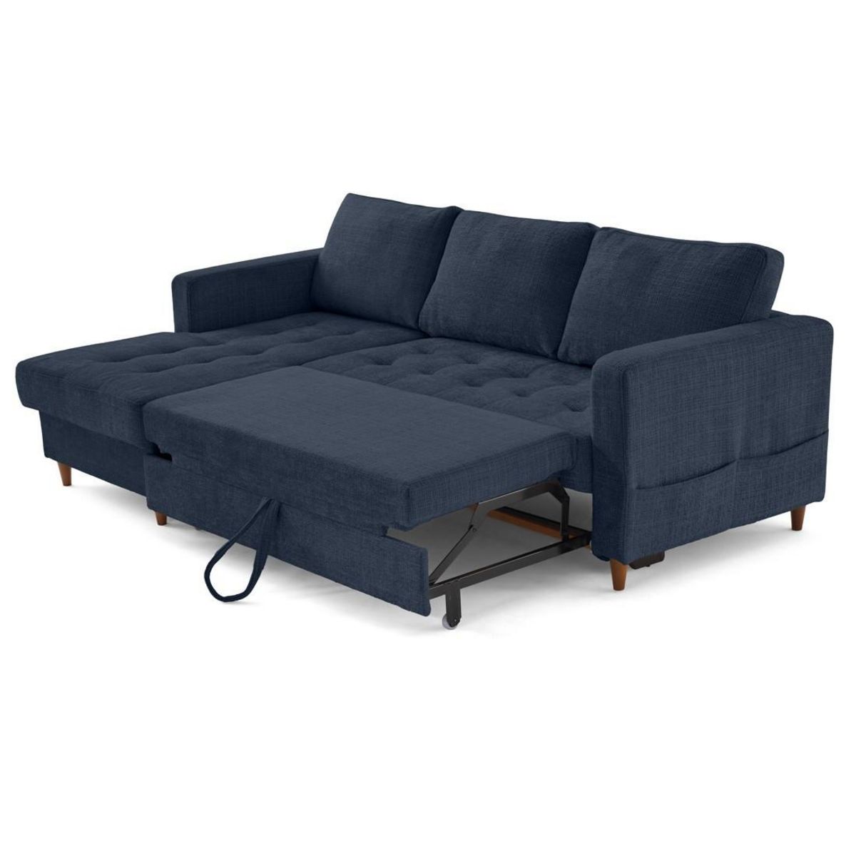 LISA DESIGN Anna - canapé d'angle gauche 4 places convertible avec coffre en velours texturé