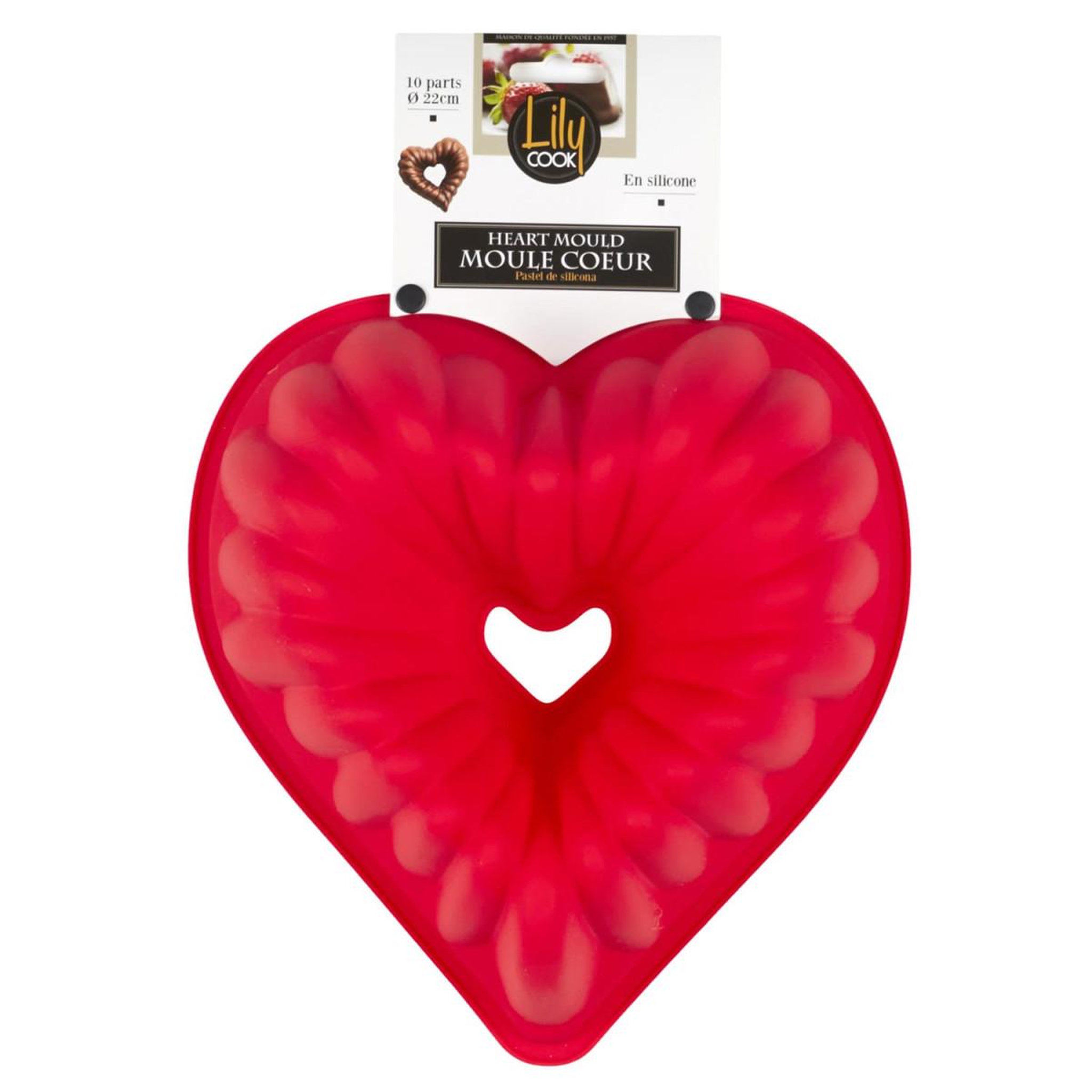 Voir la diapositive 4 : Lily Cook Moule à gâteau en silicone  cœur  22cm rouge