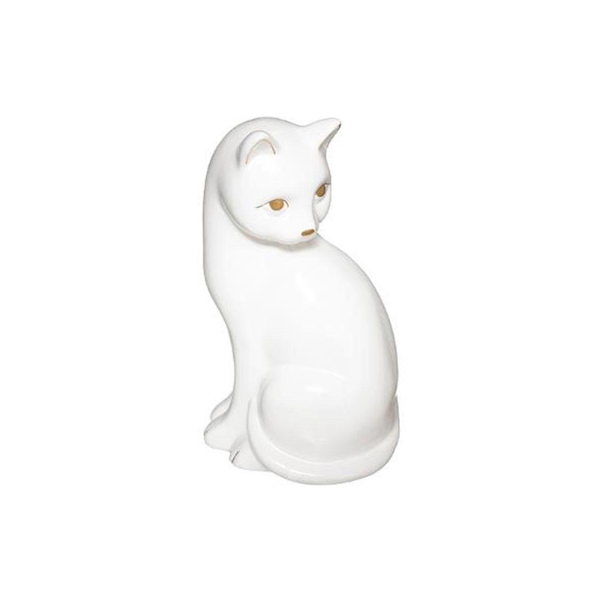 Voir la diapositive 1 : ATMOSPHERA Statuette déco en céramique  chat  26cm blanc
