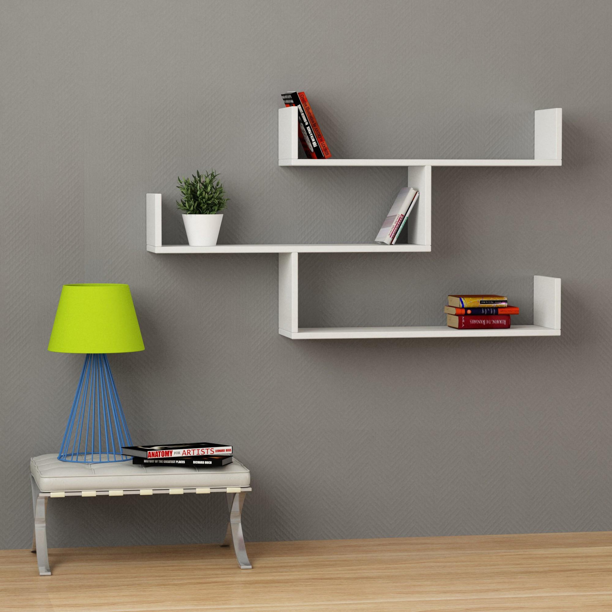 Voir la diapositive 2 : Habitat et Jardin Étagère murale en bois  tibet  - 119 x 23 x 66 cm - blanc