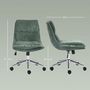 Voir la diapositive 3 : HOMCOM Chaise de bureau réglable pivotante piètement chromé tissu aspect lin vert