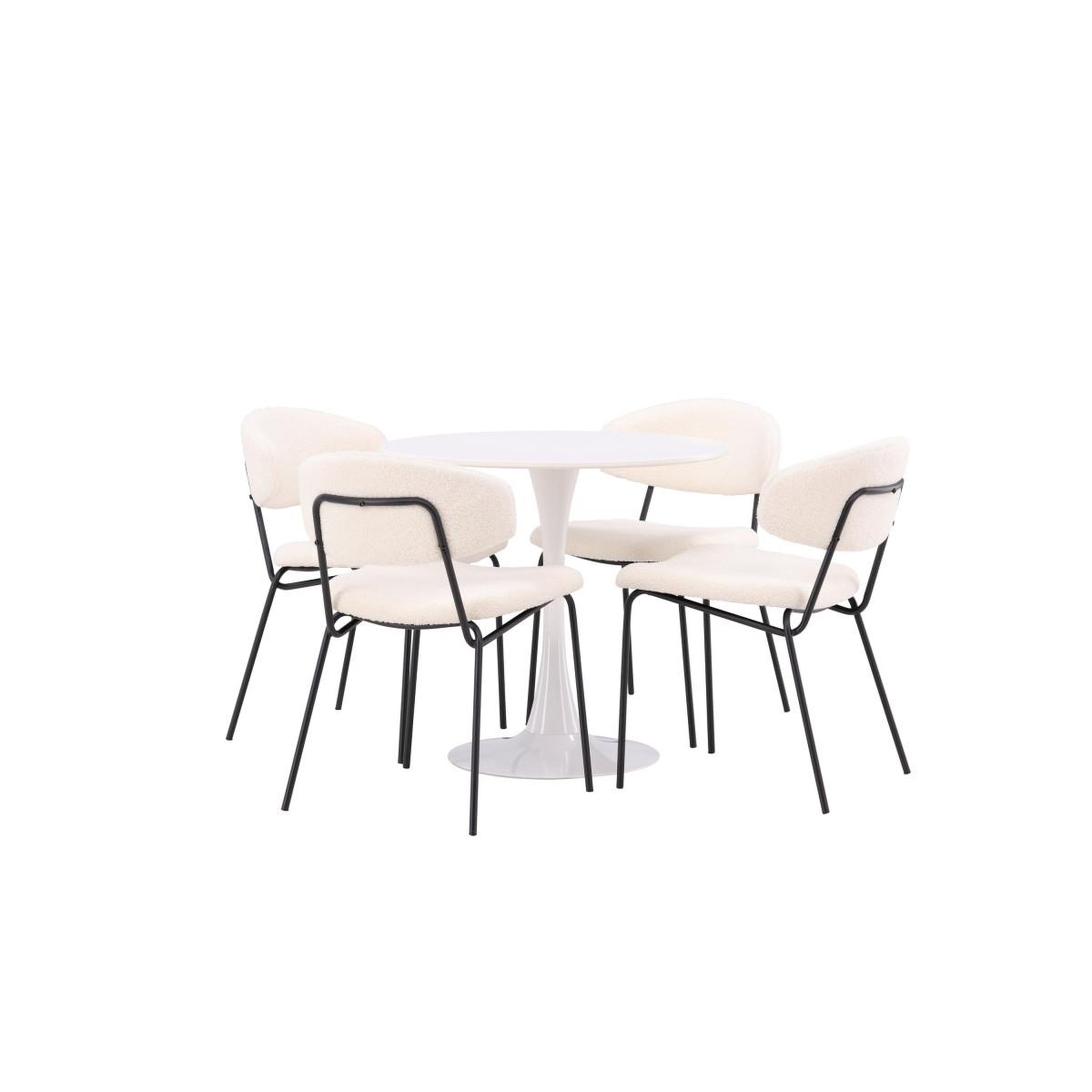 Voir la diapositive 3 : Paris Prix Ensemble table à manger & 4 chaises  hamden & chico  80cm blanc & blanc crème