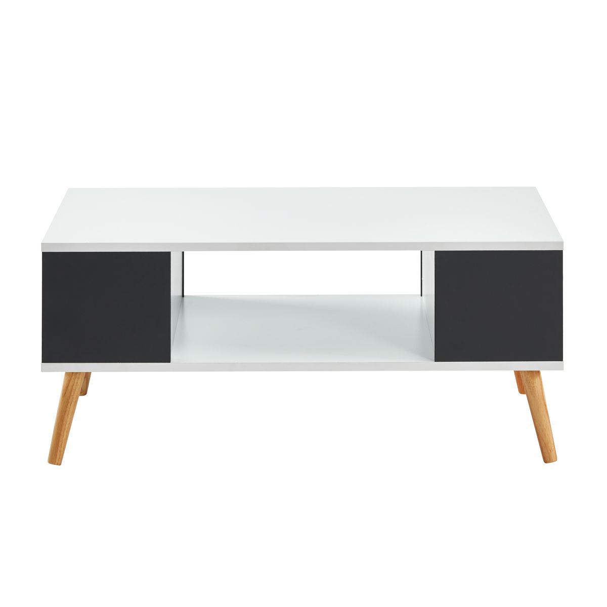 Table basse 3 niches  pieds bois massif L90cm MALMO