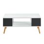 Voir la diapositive 2 : Table basse 3 niches  pieds bois massif L90cm MALMO
