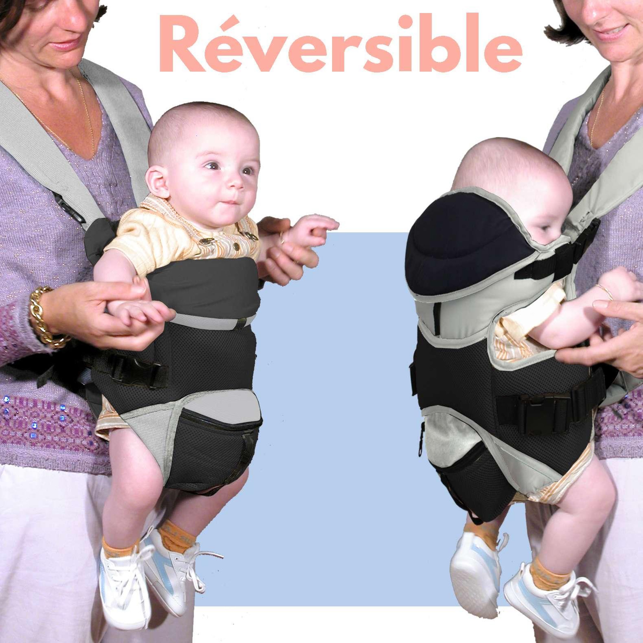 Voir la diapositive 4 : BAMBISOL Bambisol Porte Bébé Ventral | Bavoir Intégré, Visière | Noir Taupe