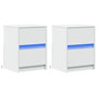 Voir la diapositive 3 : VIDAXL Armoires de chevet et lumieres LED 2pcs blanc bois d'ingenierie