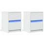 Voir la diapositive 3 : VIDAXL Armoires de chevet et lumieres LED 2pcs blanc bois d'ingenierie