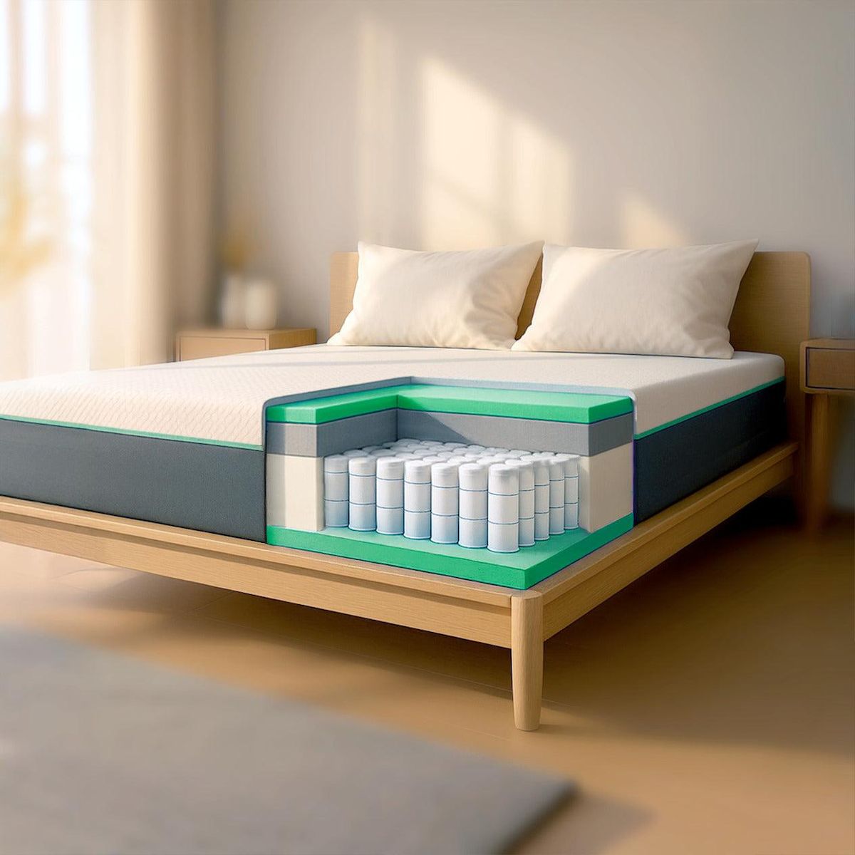 THE WHITE STONE Matelas 80x190 en Mémoire de Forme Breeze & Ressorts Ensachés | Hauteur 25 cm | Respirant, Anallergique & Antibactérien | Housse Déhoussable
