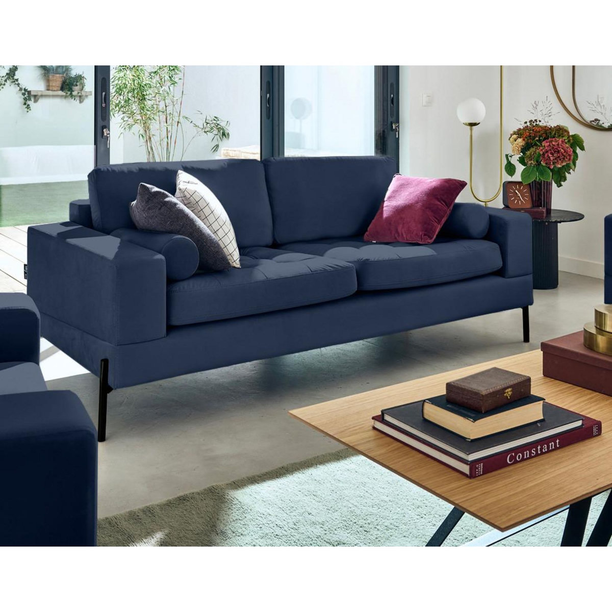 LISA DESIGN Isaure - canapé droit 3 places en velours