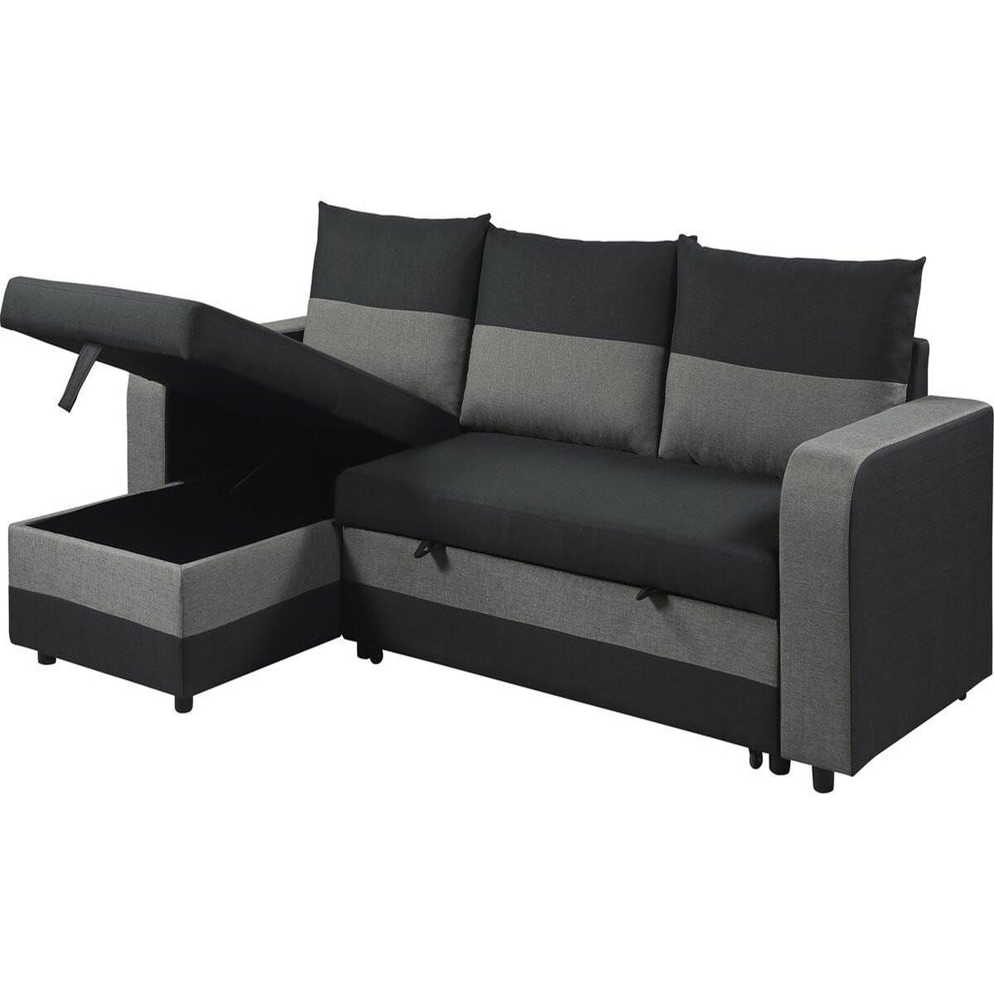 Voir la diapositive 4 : Habitat et Jardin Canapé d'angle réversible/convertible en tissu  victor  - 3 places - noir