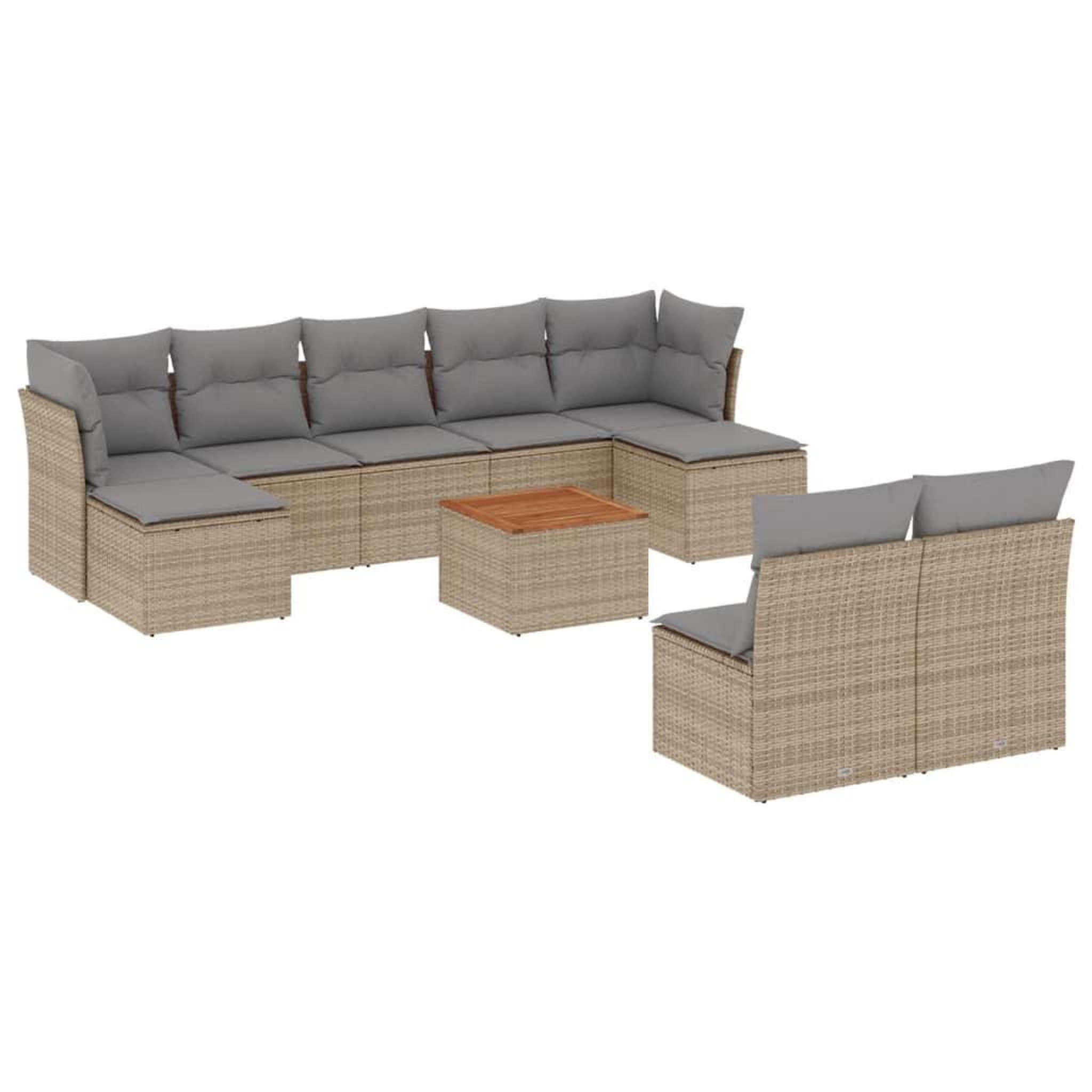 Voir la diapositive 2 : VIDAXL Salon de jardin avec coussins 10 pcs beige resine tressee