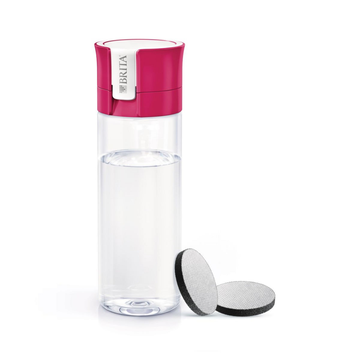 BRITA Gourde transparente rose + 2 microdiscs