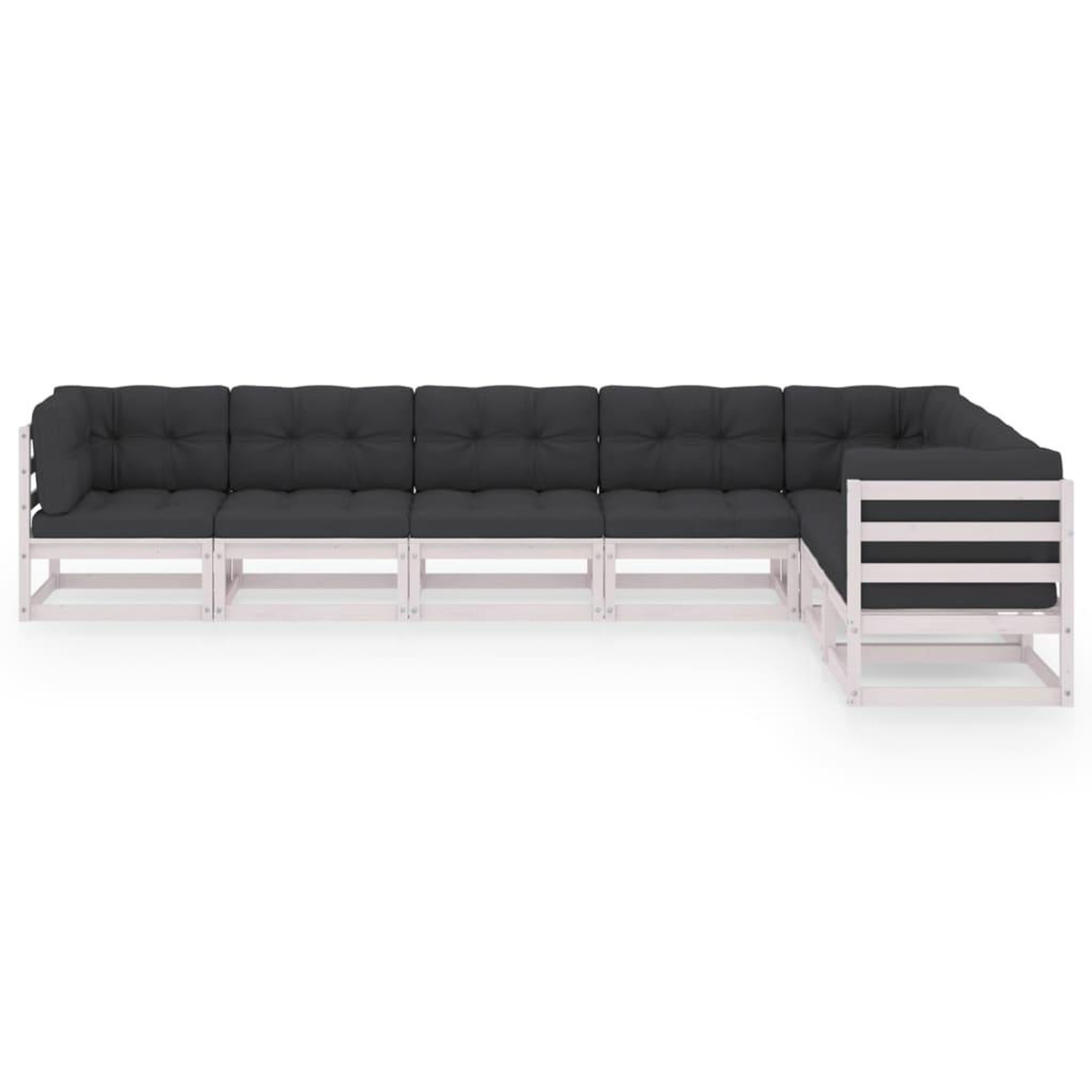 Voir la diapositive 3 : VIDAXL Salon de jardin 7 pcs avec coussins blanc bois de pin massif