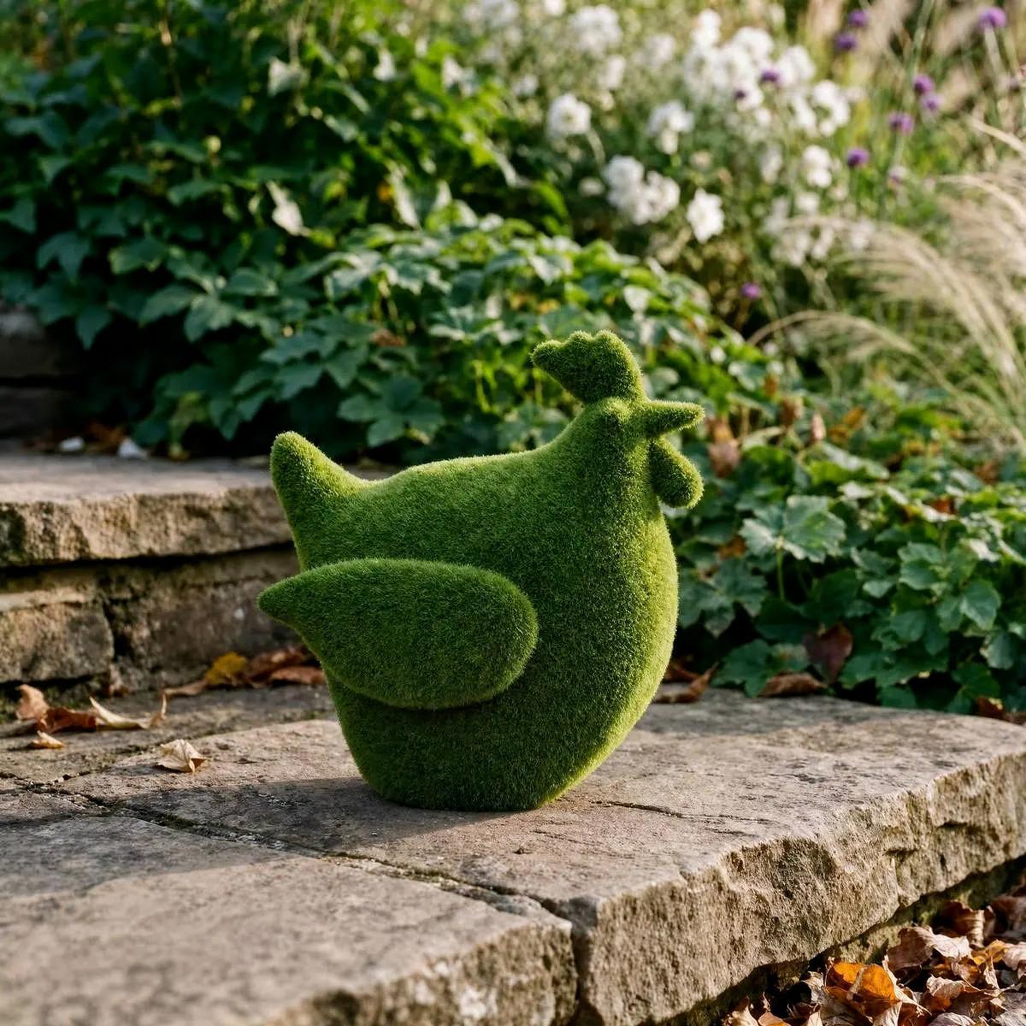 Voir la diapositive 2 : ATMOSPHERA Poule déco extérieur  grass  25cm vert