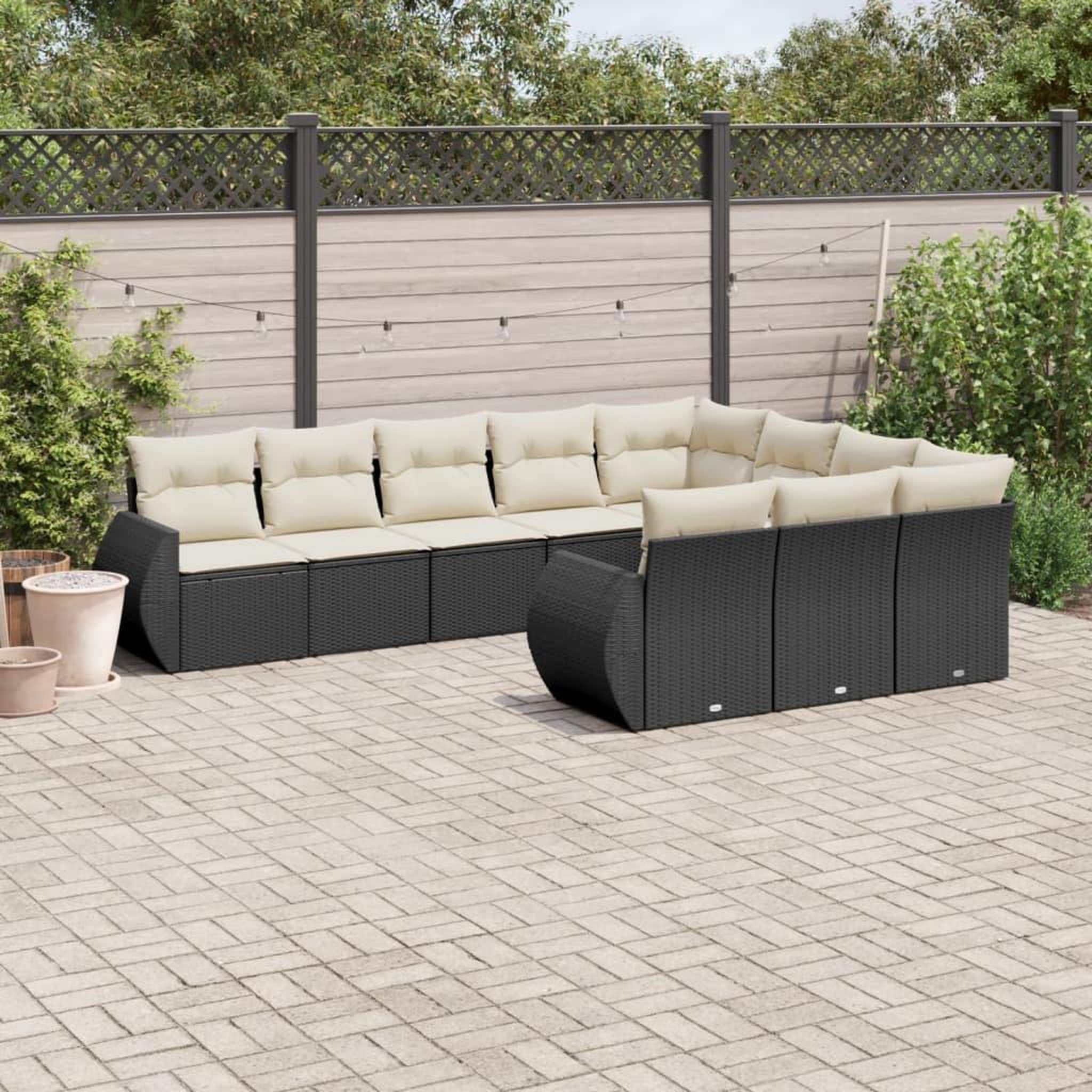 VIDAXL Salon de jardin 10 pcs avec coussins noir resine tressee