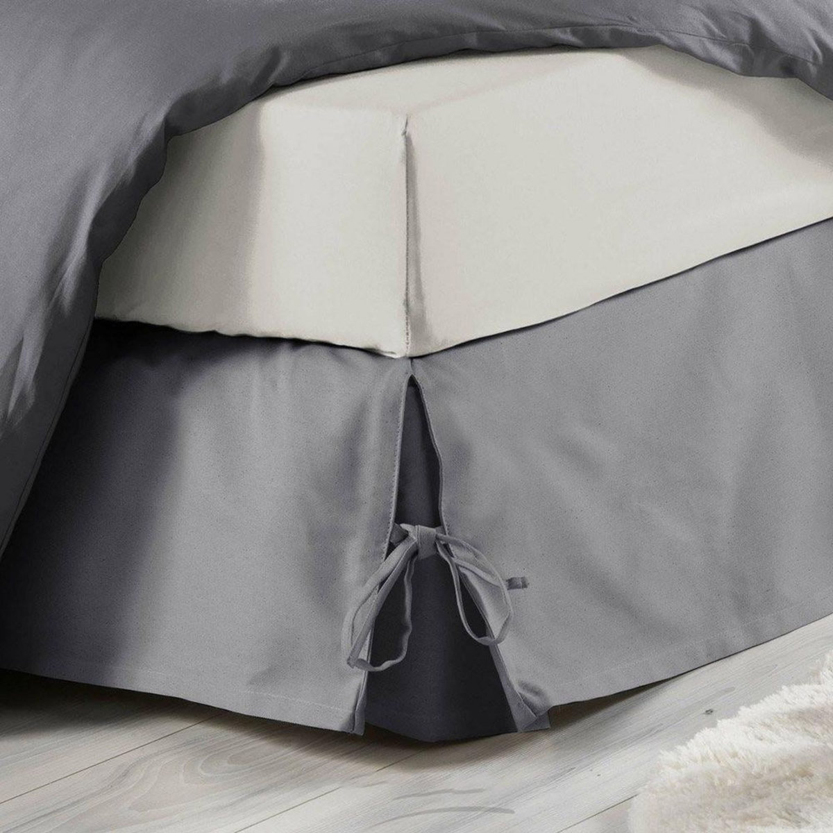 Douceur d'Intérieur Cache sommier à nouettes 90x190 cm Sommina gris