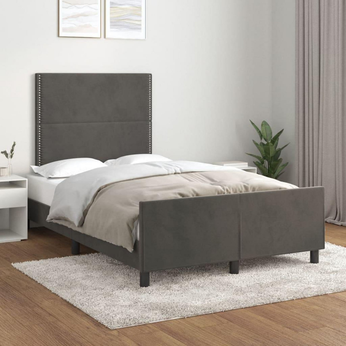 VIDAXL Cadre de lit sans matelas gris fonce 120x200 cm velours