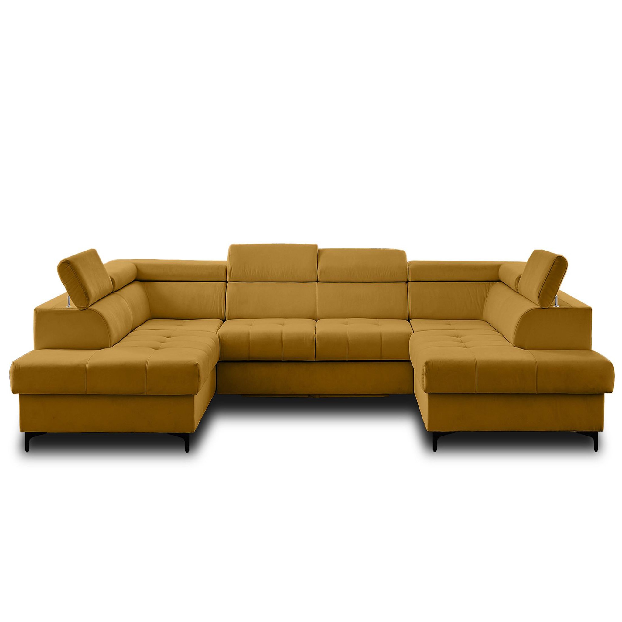 Voir la diapositive 1 : LISA DESIGN Merida - canapé panoramique en u - 7 places - convertible avec coffres et têtières réglables - en velours