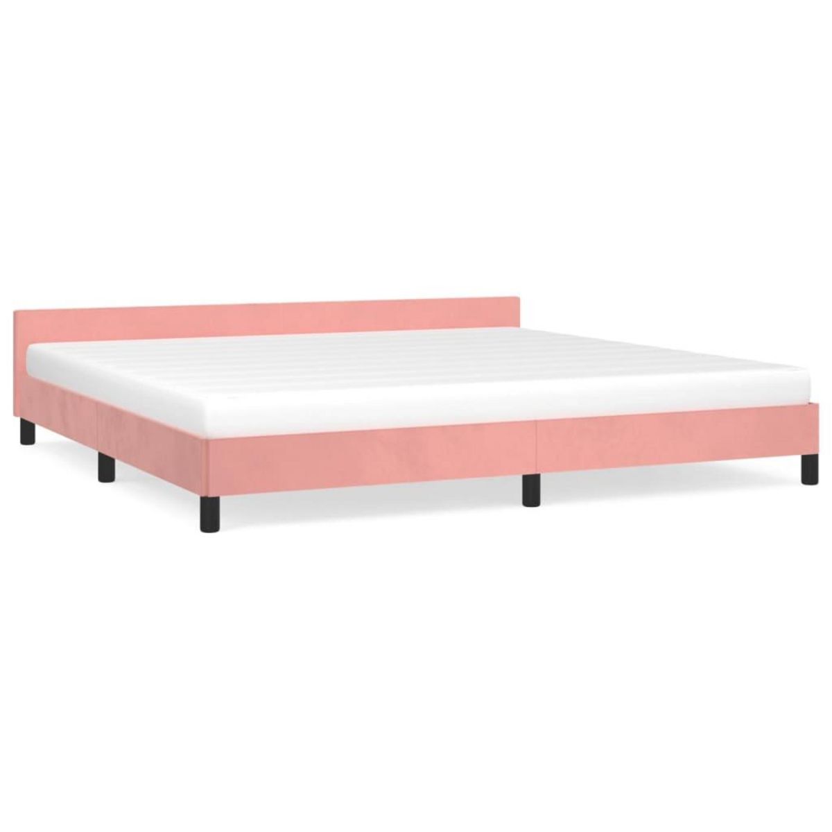 VIDAXL Cadre de lit et tete de lit sans matelas rose 200x200cm velours