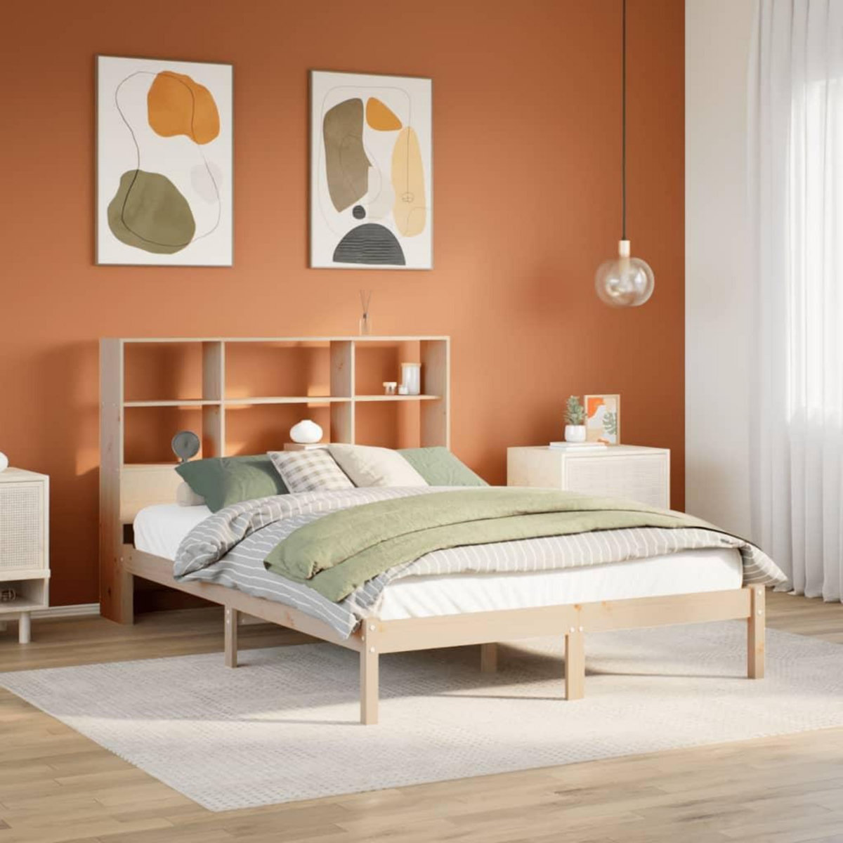 VIDAXL Lit bibliotheque sans matelas 160x200 cm bois massif de pin