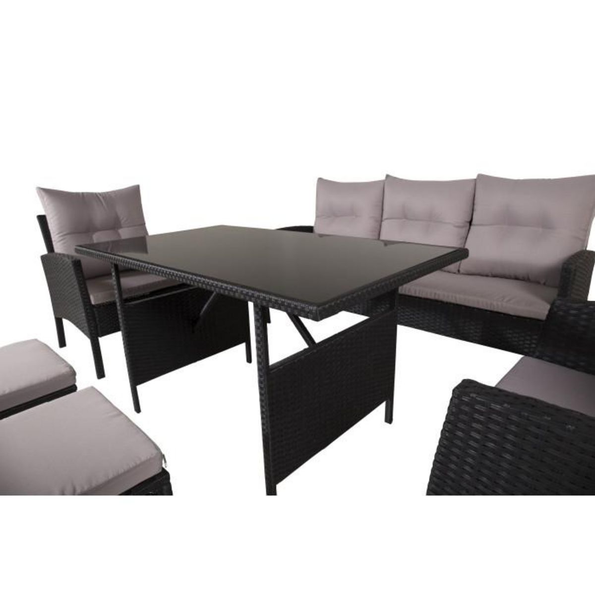 Paris Prix Salon de Jardin  Knock  158cm Noir & Gris