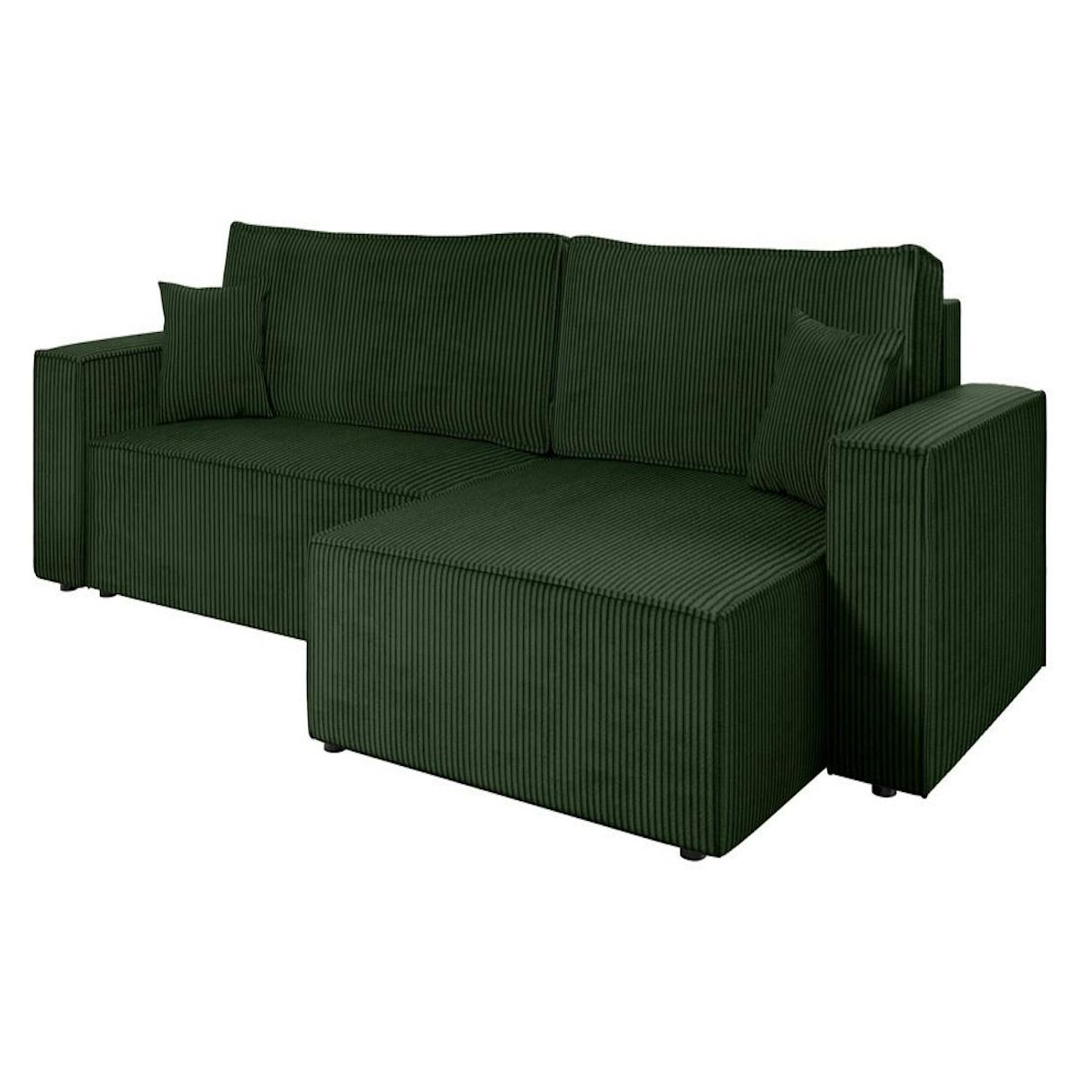 BEST MOBILIER Cezanne - canapé d'angle réversible 5 places convertible avec coffre en velours côtelé