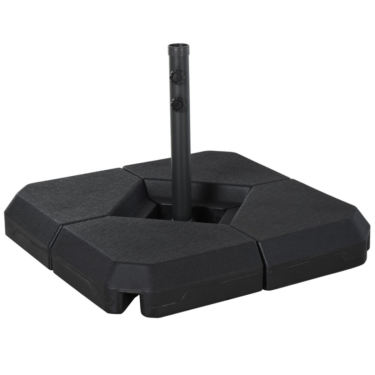 OUTSUNNY Base de Parasol Pied de Parasol 4 Plaques Durable Acier HDPE 80 x 80 x 50 cm Noir