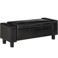 Homcom - Banquette tabouret siège pour piano avec coffre de rangement pied  bois hévéa revêtement synthétique noir