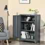 Voir la diapositive 4 : HOMCOM HOMCOM Armoire de rangement métal design industriel - 2 étagères - structure piètement tôle métal gris anthracite