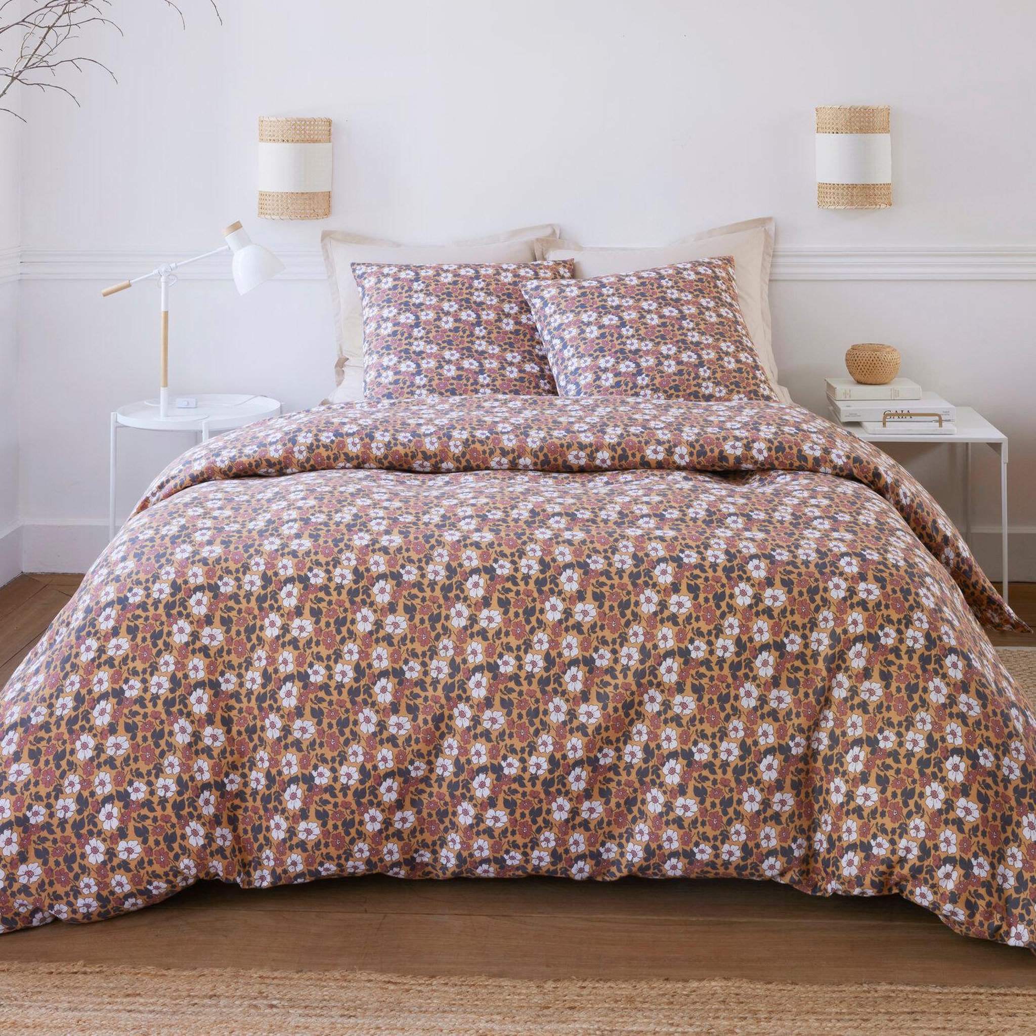 Voir la diapositive 2 : BATON ROUGE Parure housse de couette 100% gaze de coton imprimé verone