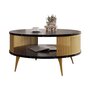 Voir la diapositive 2 : BEST MOBILIER Forini - table basse ronde - effet marbre noir et doré - 1 niche - 75 cm