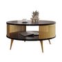 Voir la diapositive 2 : BEST MOBILIER Forini - table basse ronde - effet marbre noir et doré - 75 cm