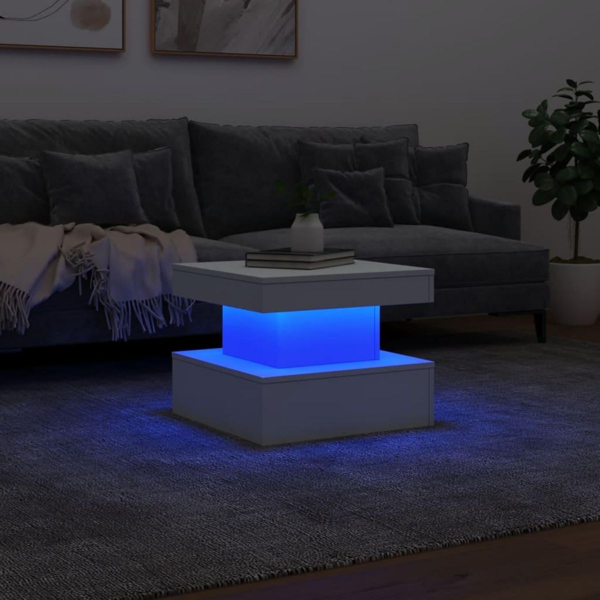 VIDAXL Table basse avec lumieres LED blanc 50x50x40 cm