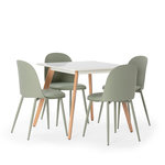 VS VENTA-STOCK Ensemble table 80x80 cm et 4 chaises de salle à manger Kana Vert