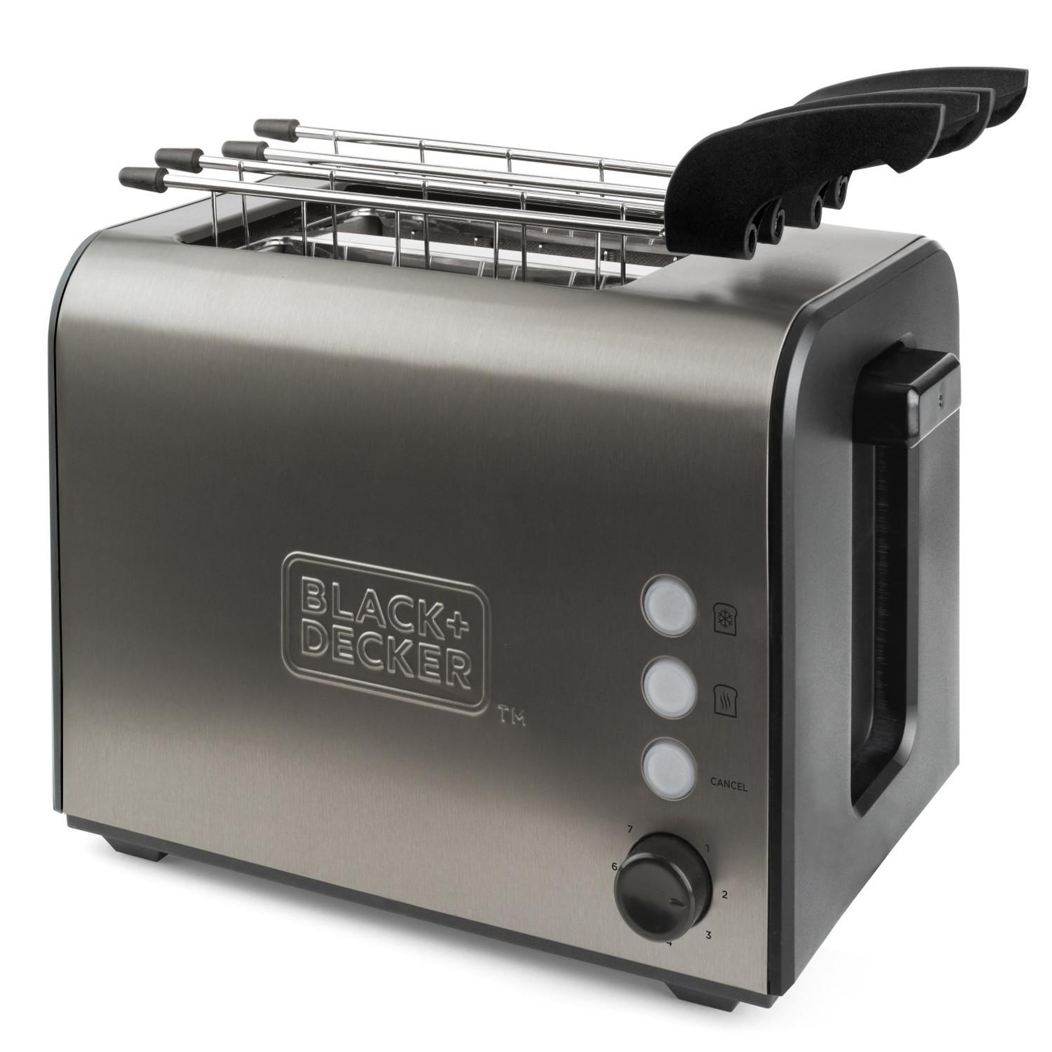 Voir la diapositive 2 : BLACK ET DECKER Grille-pain Black & Decker BXTOA900E 7 2 tranches 900 W Noir, Acier inoxydable