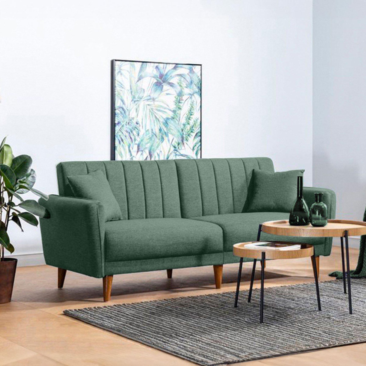 Habitat et Jardin Canapé-lit 3 places en tissu  Aqua  205 x 85 x 85 cm - Vert