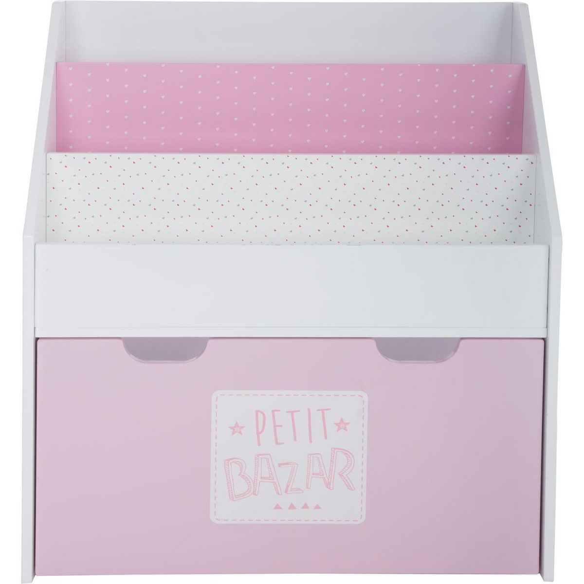 Atmosphera Kids Bibliothèque avec bac de rangement sur roulettes - 62 x 70 cm - Rose