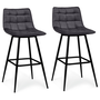 Voir la diapositive 1 : ID MARKET Lot de 2 tabourets de bar MADY en velours gris foncé
