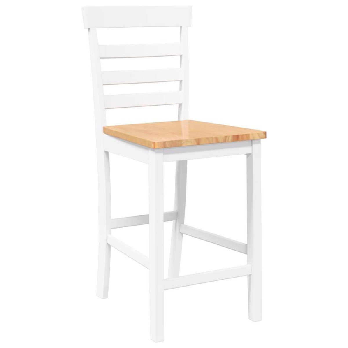 VIDAXL Tabourets de bar 2 pcs blanc bois massif d'hevea