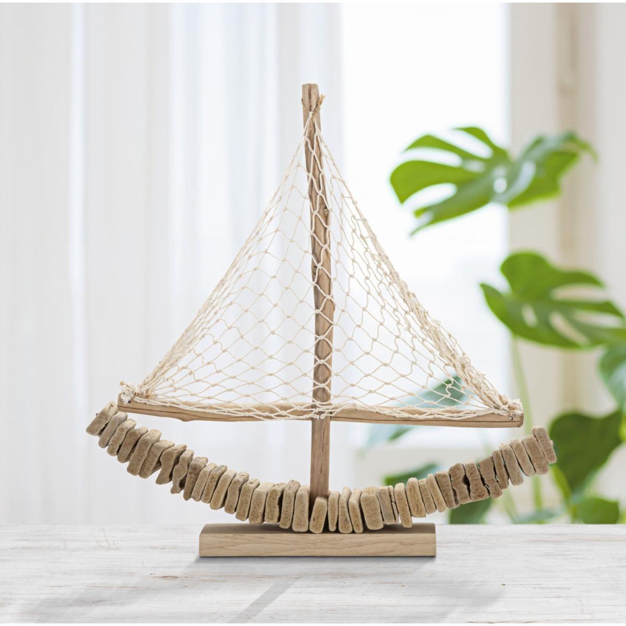 Voir la diapositive 5 : Paris Prix Bateau voilier déco en bois  tanoak  45cm naturel